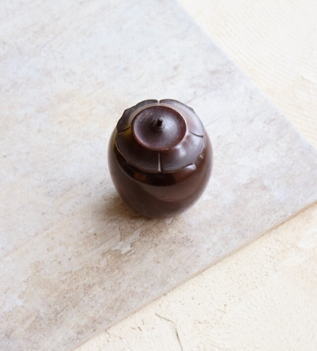 木製柿型 茶心壷 茶壷 煎茶道具 茶入 茶筒 茶器 茶葉罐Antique