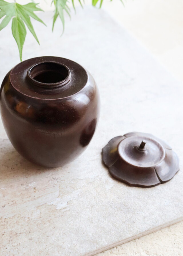 木製柿型　茶心壷　茶壷　煎茶道具　茶入　茶筒　茶器　茶葉罐