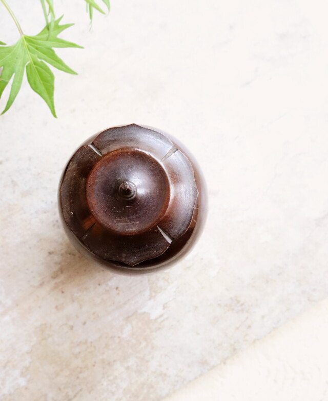 木製柿型 茶心壷 茶壷 煎茶道具 茶入 茶筒 茶器 茶葉罐Antique