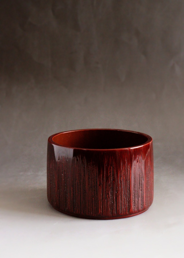 竹造建水　名工　篠原如雪　茶道具　茶会　作家物　建水　漆器　漆工芸