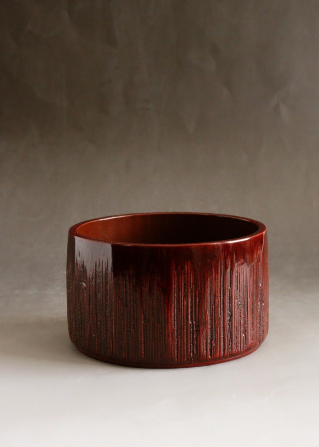 竹造建水　名工　篠原如雪　茶道具　茶会　作家物　建水　漆器　漆工芸