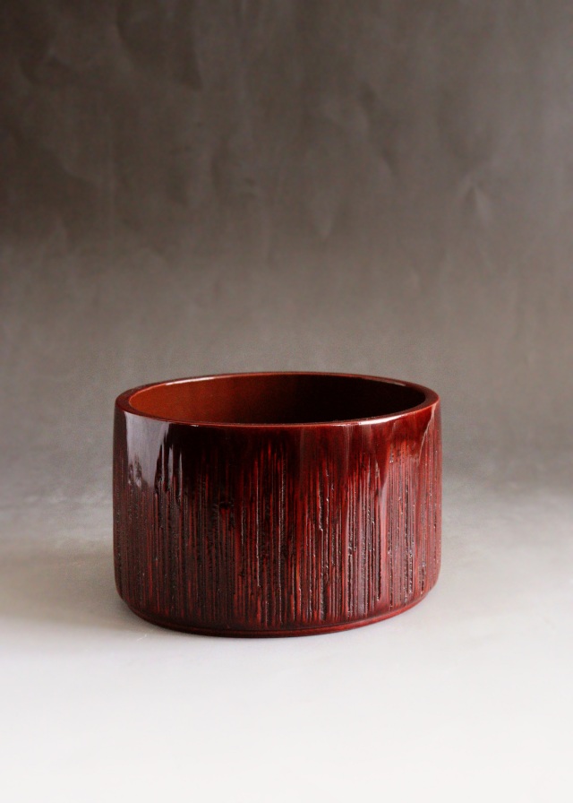 竹造建水　名工　篠原如雪　茶道具　茶会　作家物　建水　漆器　漆工芸