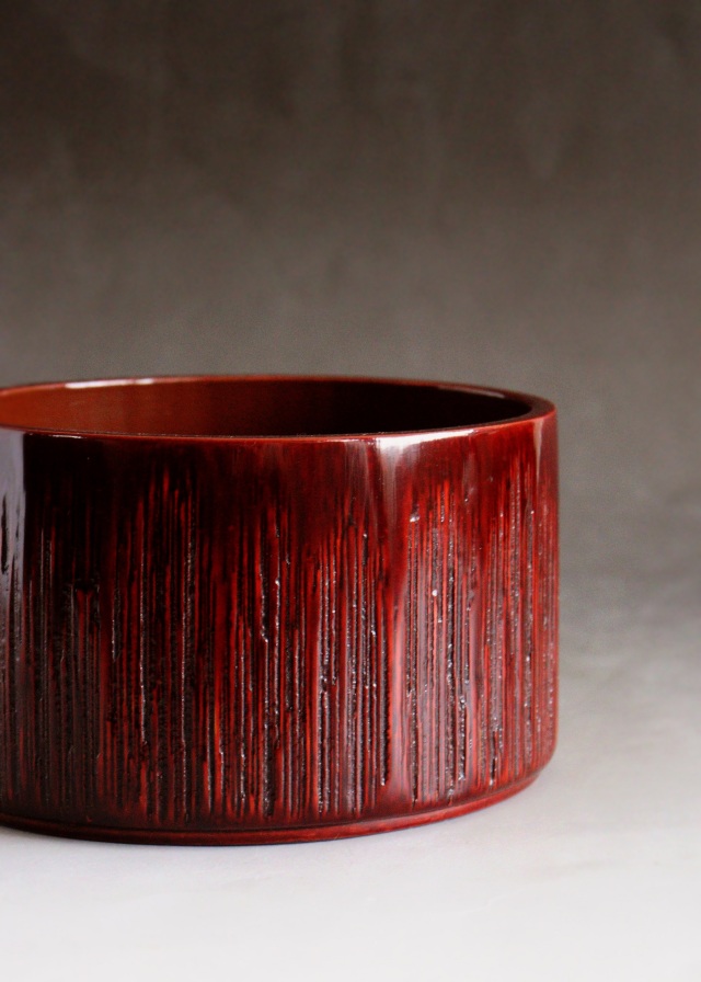 竹造建水　名工　篠原如雪　茶道具　茶会　作家物　建水　漆器　漆工芸