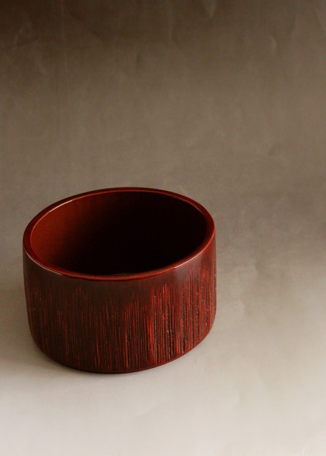 竹造建水　名工　篠原如雪　茶道具　茶会　作家物　建水　漆器　漆工芸