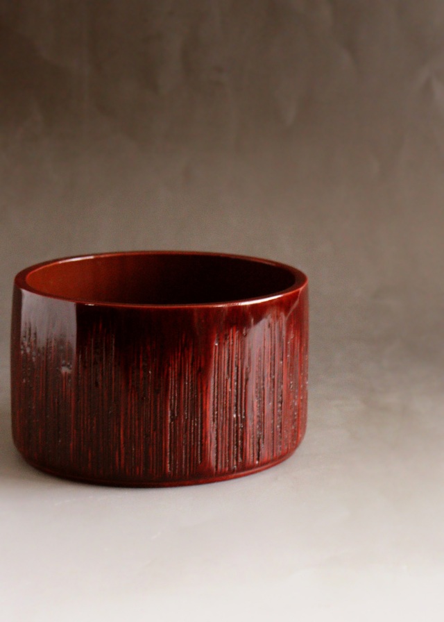 竹造建水　名工　篠原如雪　茶道具　茶会　作家物　建水　漆器　漆工芸