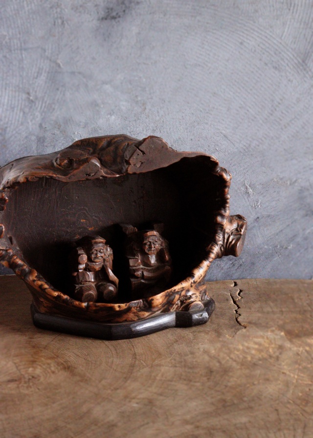 木の瘤厨子入り恵比寿大黒像　木彫　民藝　厨子　木彫仏