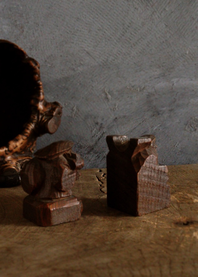 木の瘤厨子入り恵比寿大黒像　木彫　民藝　厨子　木彫仏