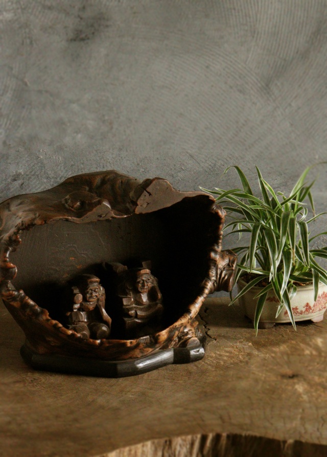 木の瘤厨子入り恵比寿大黒像　木彫　民藝　厨子　木彫仏