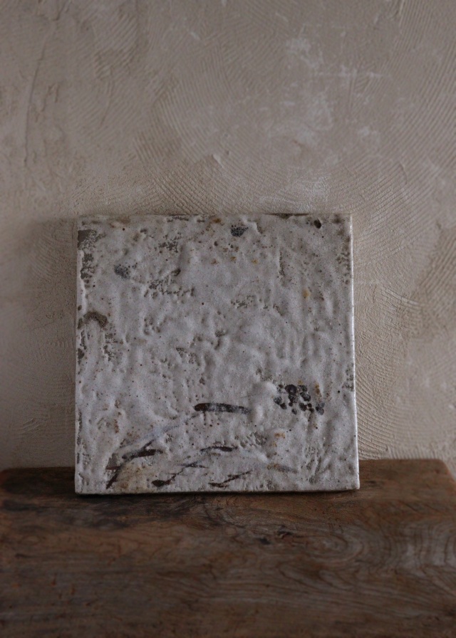 志野焼敷板　陶板　敷板　花台　みたて　茶道具