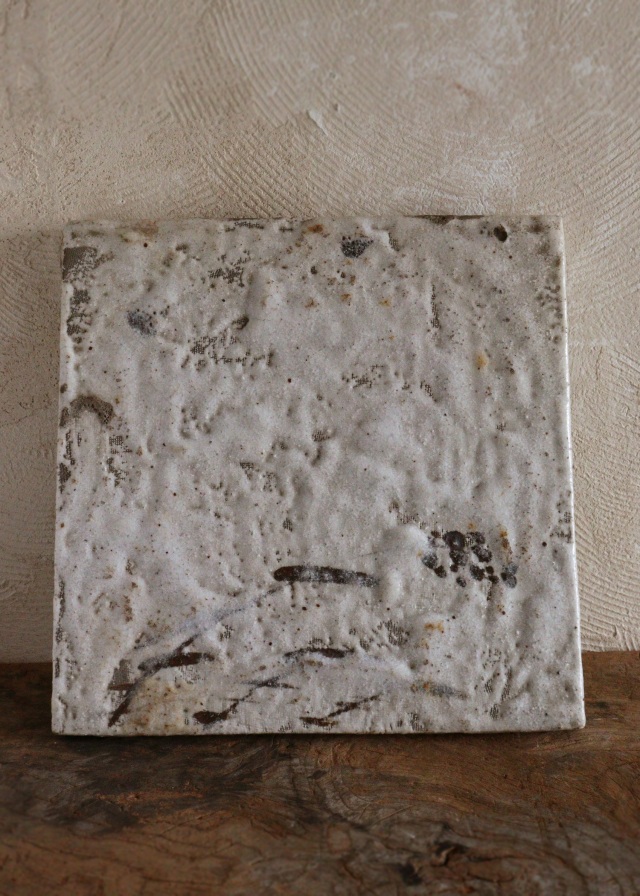 志野焼敷板　陶板　敷板　花台　みたて　茶道具