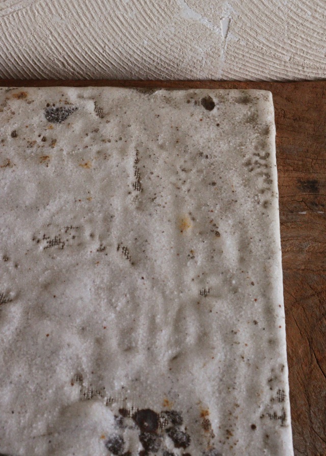 志野焼敷板　陶板　敷板　花台　みたて　茶道具