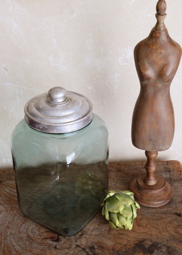 古いガラス瓶　アルミ蓋　保存瓶　古道具　透明ガラス　アンティーク　ガラスボトル　