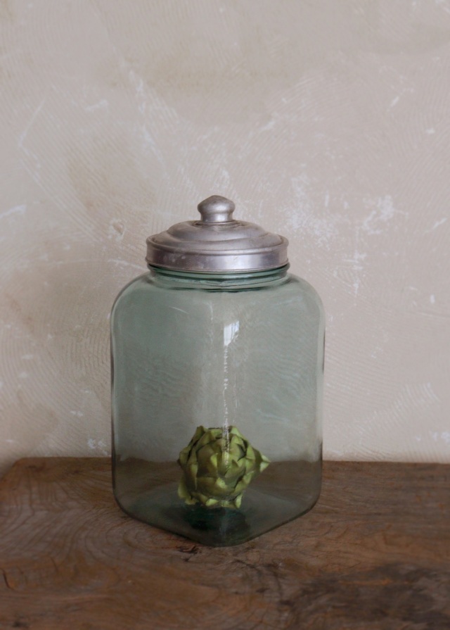 古いガラス瓶　アルミ蓋　保存瓶　古道具　透明ガラス　アンティーク　ガラスボトル　