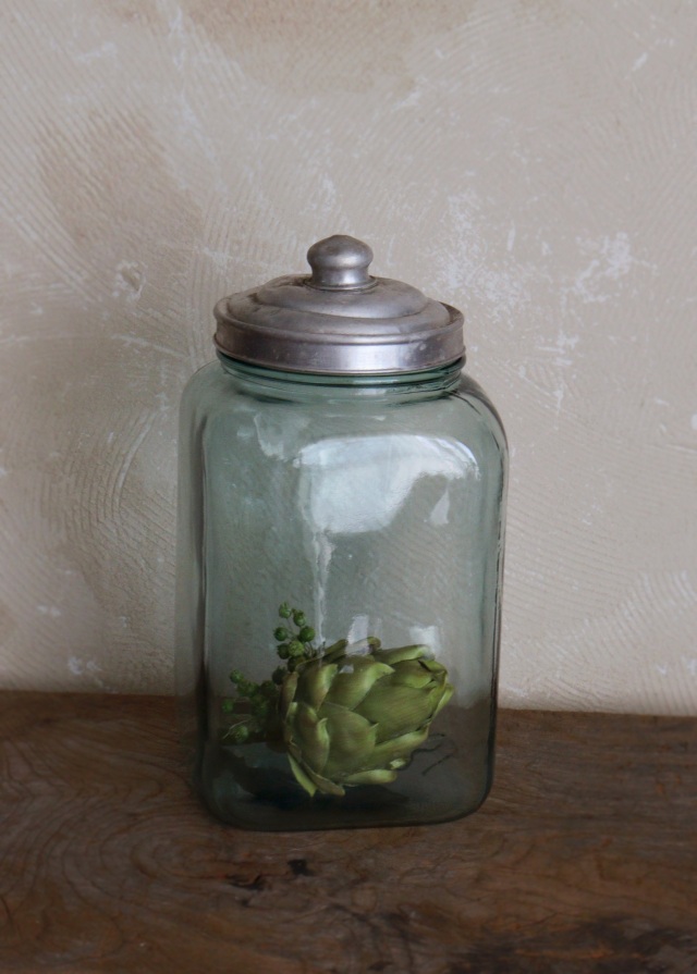 古いガラス瓶　アルミ蓋　保存瓶　古道具　透明ガラス　アンティーク　ガラスボトル　