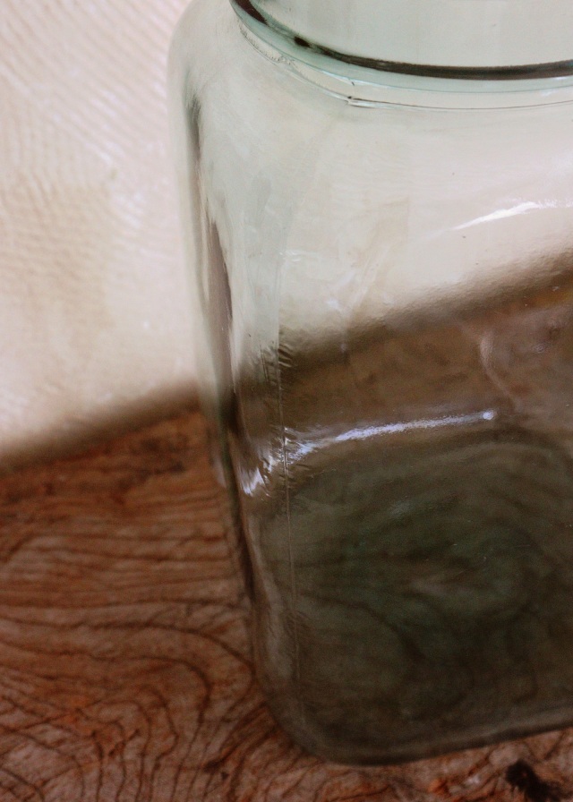 古いガラス瓶　アルミ蓋　保存瓶　古道具　透明ガラス　アンティーク　ガラスボトル　