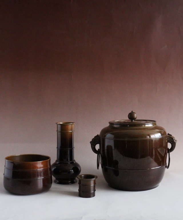 唐銅皆具　金森紹栄作　茶道具　皆具　水指