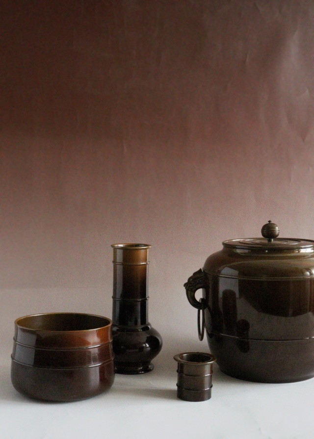 唐銅皆具　金森紹栄作　茶道具　皆具　水指