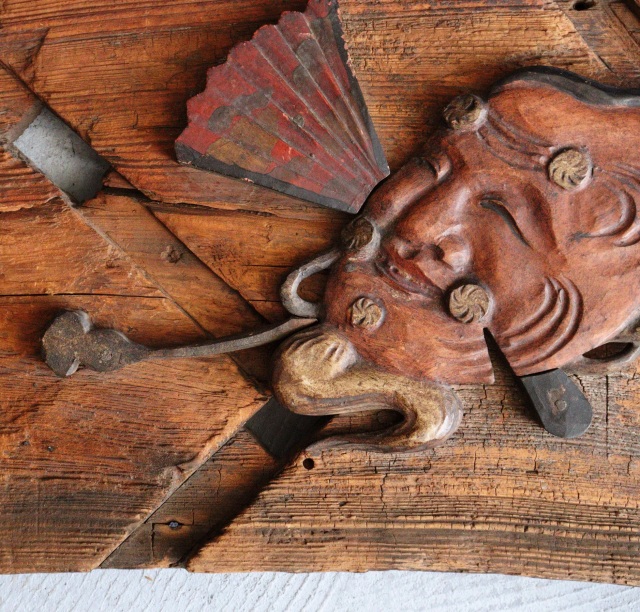 船板古材　翁　奈良一刀彫　古道具　骨董　古美術　アンティーク　侘び寂