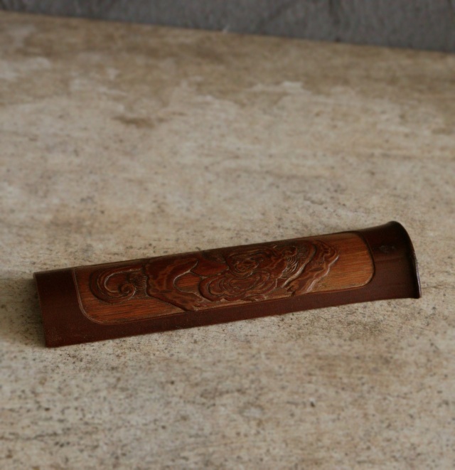 時代茶則　瑞獣・霊獣紋　古竹　古木　茶則　茶合　茶量　煎茶　煎茶道具　枯木　古玩　古材