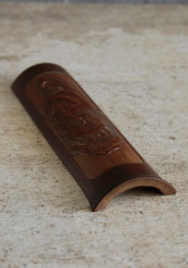 時代茶則　瑞獣・霊獣紋　古竹　古木　茶則　茶合　茶量　煎茶　煎茶道具　枯木　古玩　古材