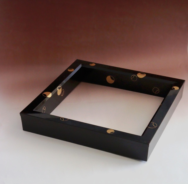 壷々蒔絵炉縁　塗師平安胡春作　蒔絵　茶道具　炉