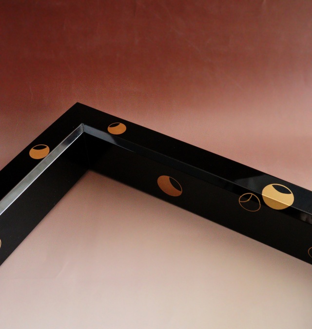 壷々蒔絵炉縁　塗師平安胡春作　蒔絵　茶道具　炉