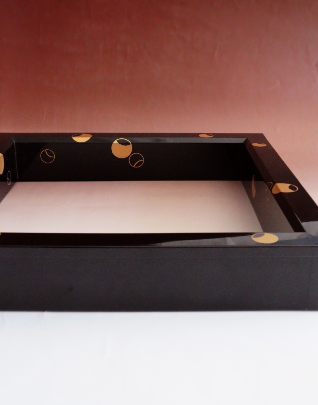 壷々蒔絵炉縁　塗師平安胡春作　蒔絵　茶道具　炉