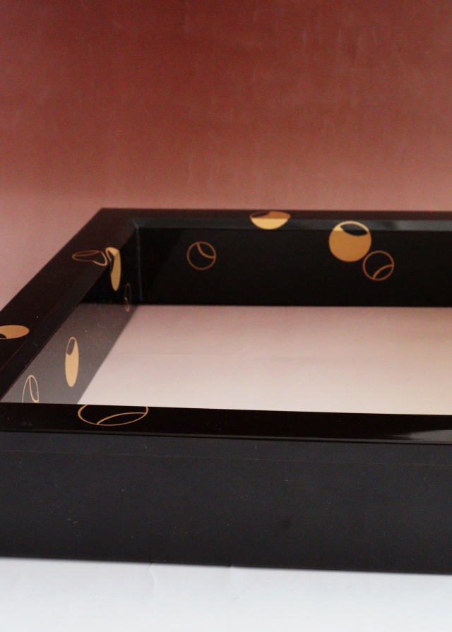 壷々蒔絵炉縁　塗師平安胡春作　蒔絵　茶道具　炉