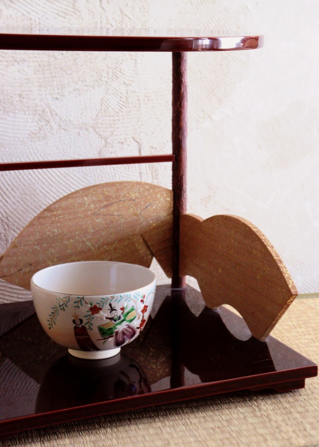 中村陶彩作茶碗　立雛　京焼　茶道具　抹茶碗　ひな祭り　