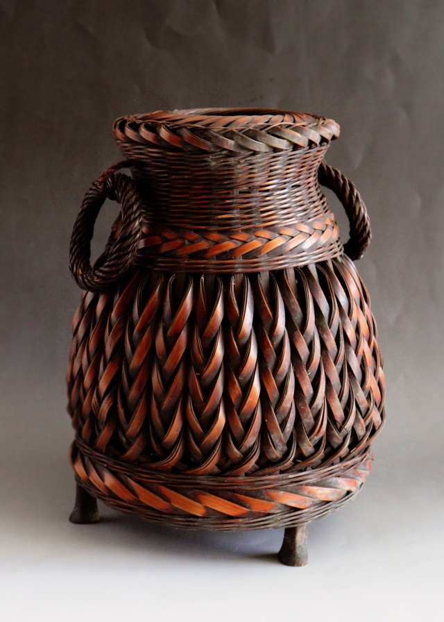 花籠　竹籠　竹籠花入　カゴ　　民藝　民芸　古道具　japanese antique 古竹