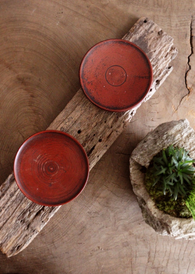 李朝　木台　祭器　高坏　菓子皿  木台 二個セット　直径108ｍｍと107ｍｍ