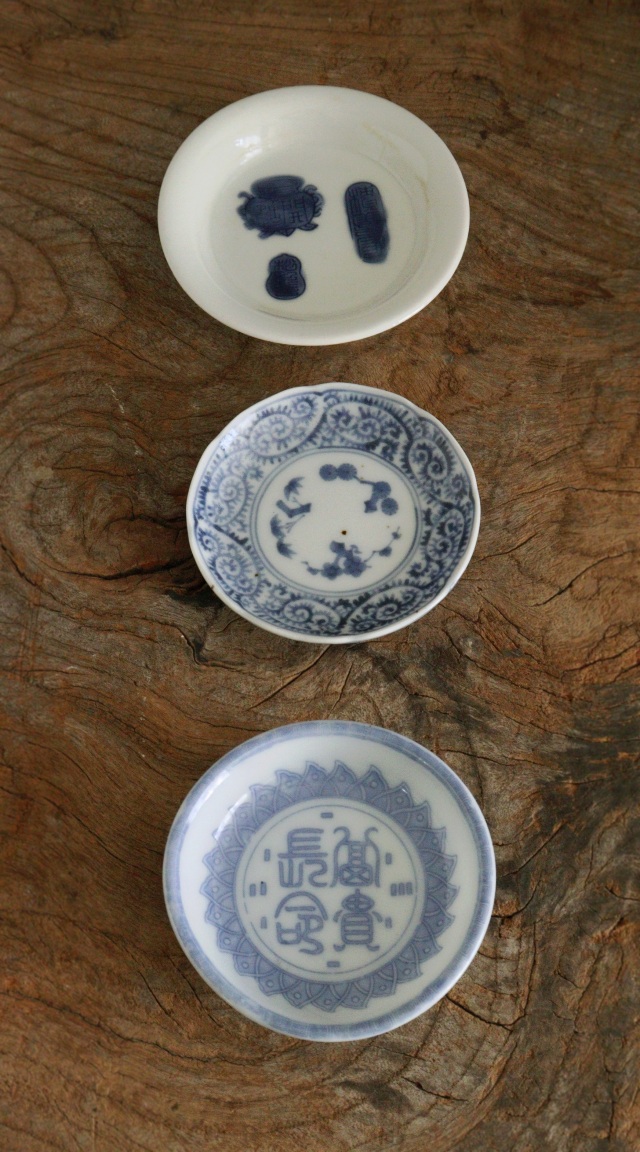 豆皿三枚組　蛸唐草　印判皿　小皿　和食器　和骨董　箸置き　茶托　取皿