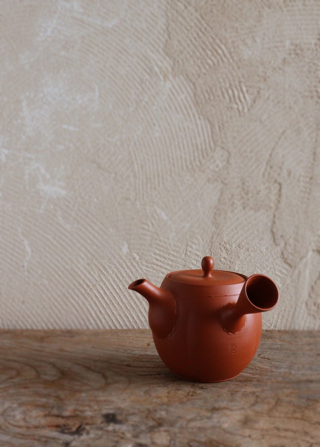 常滑焼棗型急須　玲光作　煎茶道具　朱泥急須　