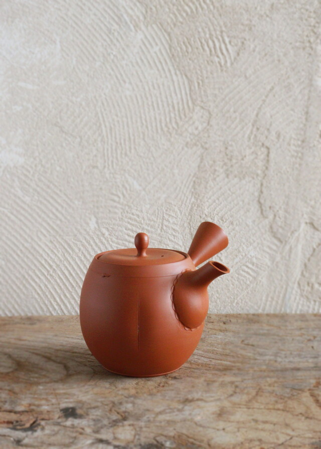 常滑焼棗型急須　玲光作　煎茶道具　朱泥急須　