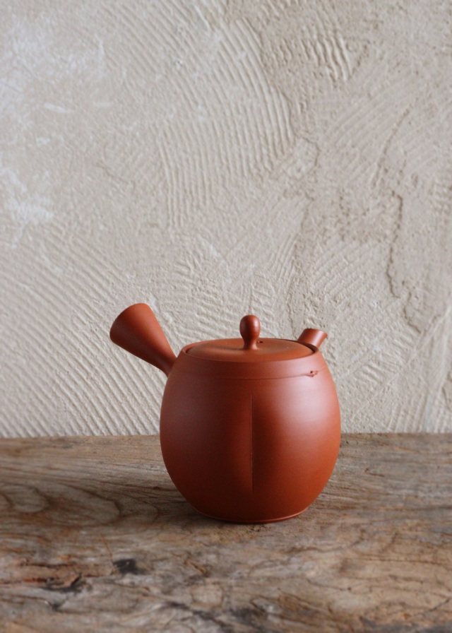 常滑焼棗型急須　玲光作　煎茶道具　朱泥急須　