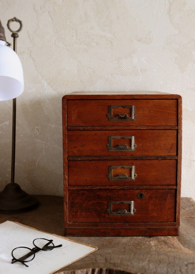 レターケース 小引出し箱 古道具 インテリア 仕切り箪笥 小箱 4段引き出し