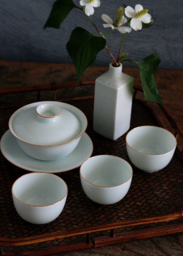 景徳鎮白磁茶壷　 抱翁堂 白磁急須　影青　ガイワン　蓋碗　茶器3客　中国茶　煎茶器　急須　茶注　茶壷　白磁器