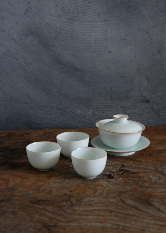 景徳鎮白磁茶壷　 抱翁堂 白磁急須　影青　ガイワン　蓋碗　茶器3客　中国茶　煎茶器　急須　茶注　茶壷　白磁器