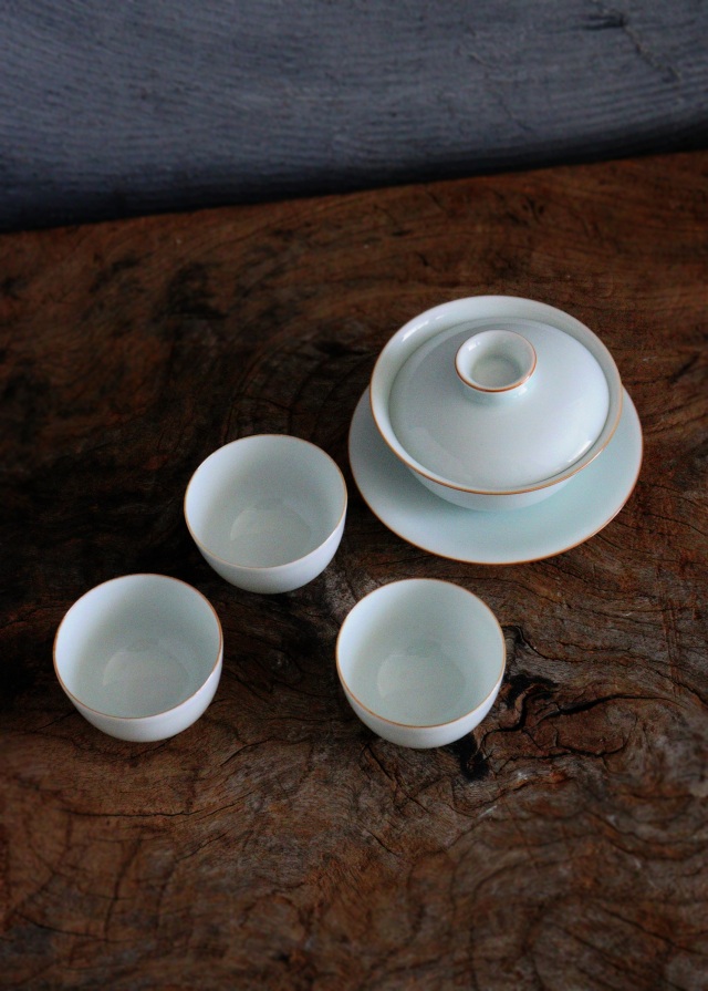 景徳鎮白磁茶壷　 抱翁堂 白磁急須　影青　ガイワン　蓋碗　茶器3客　中国茶　煎茶器　急須　茶注　茶壷　白磁器