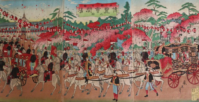 小林幾英筆 「上野公園博覧会開場之図」 明治版画 浮世絵 木版画