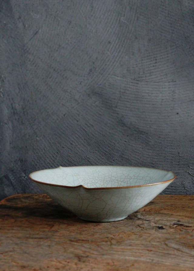 青甕 輪花鉢 草薙洋二郎作 鉢 青磁釉 茶盤 菓子器 Antique Sam's