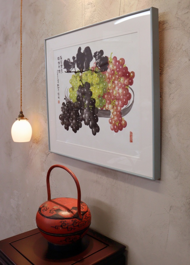 葡萄 水墨画 魏炬明作 中国有名作家 絵画 インテリア ピクチャー