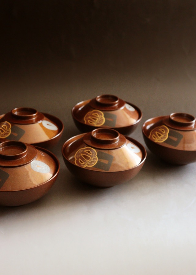 刀鍔蒔絵　梨地碗　加賀蒔絵漆椀5客　蒔絵椀　漆器　煮物椀　吸物椀