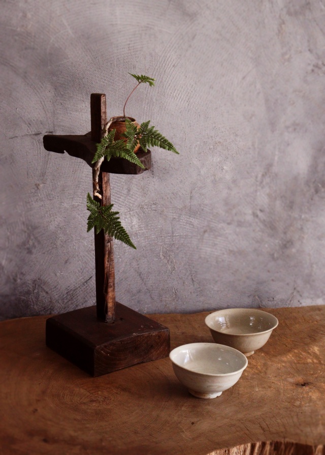 アンティーク燭台　李朝　韓国アンティーク　朝鮮美術　木製