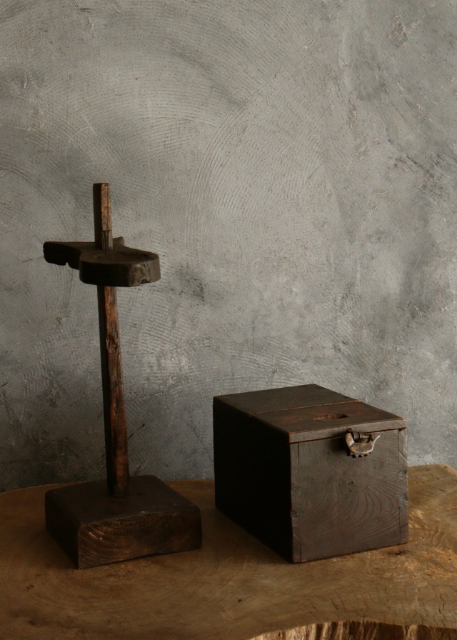 アンティーク燭台　李朝　韓国アンティーク　朝鮮美術　木製