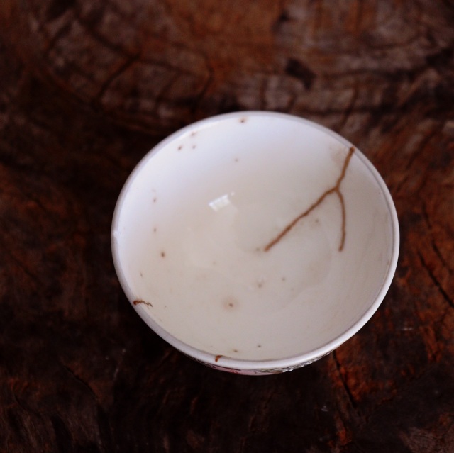 色絵万古焼煎茶茶碗客 酒器 金継 金直し 茶器 煎茶 中国茶 ぐいのみ 盃