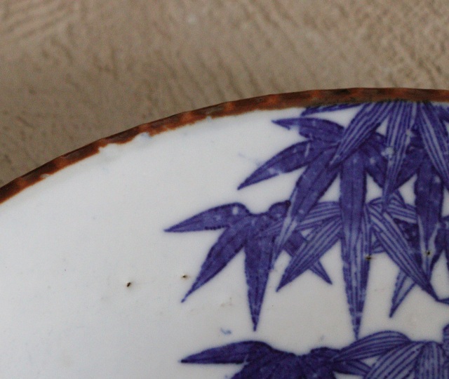 印判染付皿　松竹梅　24.5ｃｍ　イゲ皿　大皿　オードブル皿　飾り皿