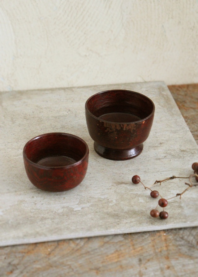 李朝　木台　祭器　高坏　菓子皿  木台　急須台　茶碗　茶器　木椀　木盃