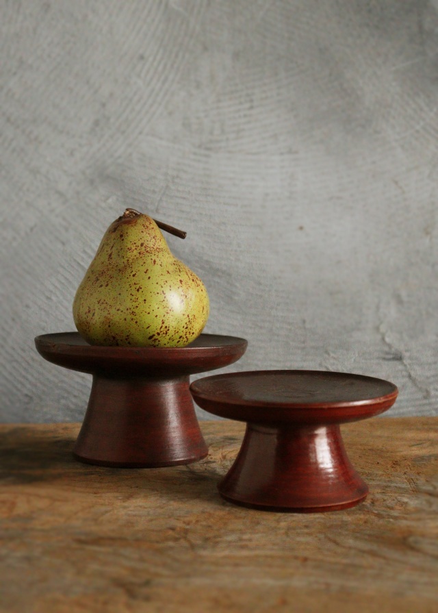 李朝　木台　祭器　高坏　菓子皿  木台 大小セット　直径130ｍｍと110ｍｍ