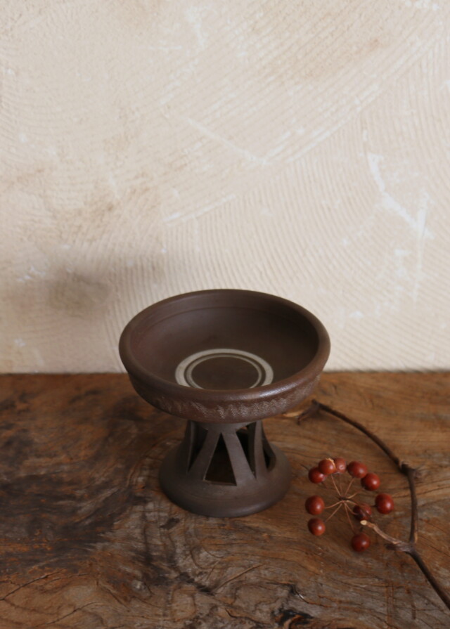 急須台須恵器　高台付皿 小西洋平作　茶器　煎茶道具　茶盤　新羅土器型　